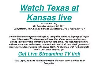 Texas at Kansas live watching | Men's College Basketball | s