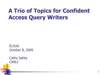 A Trio of Topics for Confident Access Query Writers