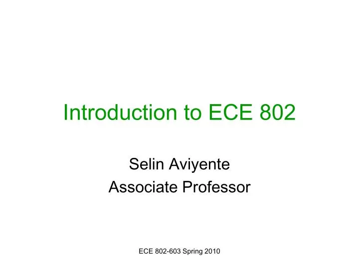 introduction to ece 802