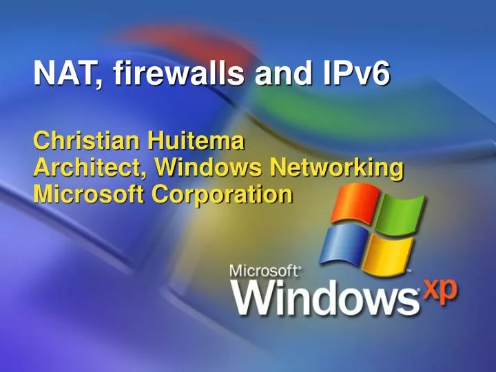 nat firewalls and ipv6 christian huitema architect windows networking microsoft corporation
