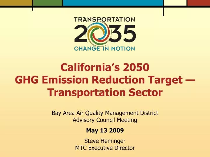 california s 2050 ghg emission reduction target transportation sector