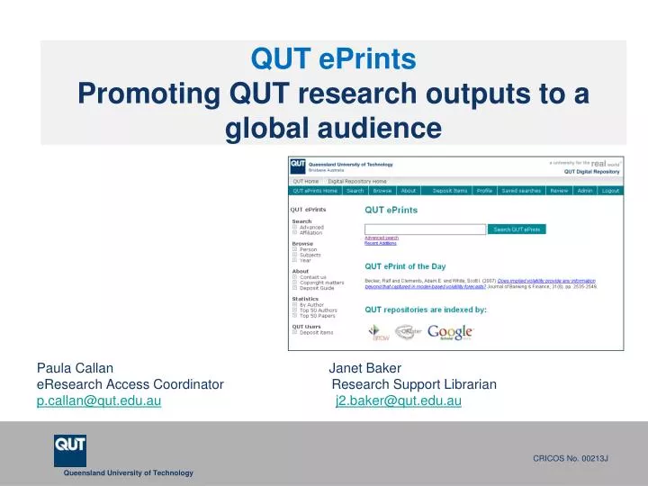 qut eprints promoting qut research outputs to a global audience