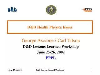 D&amp;D Health Physics Issues