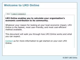 Welcome to LM3 Online