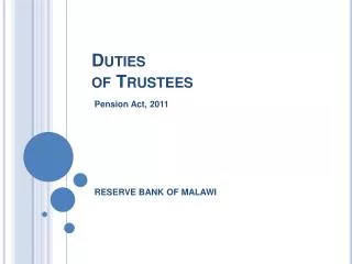 Duties of Trustees