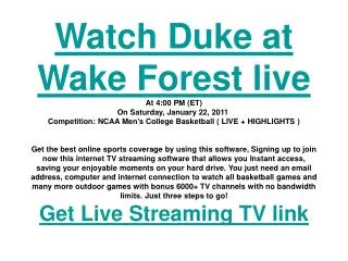 Duke at Wake Forest live watching | Men's College Basketball