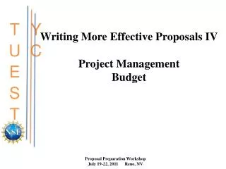 Writing More Effective Proposals IV Project Management Budget