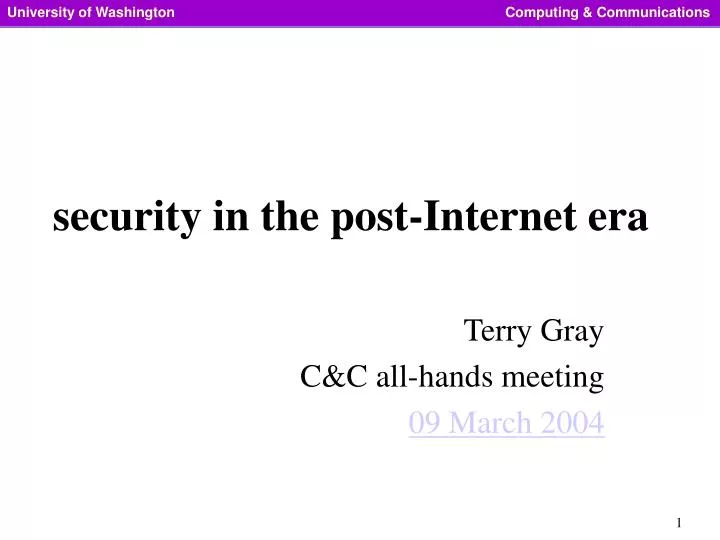 security in the post internet era