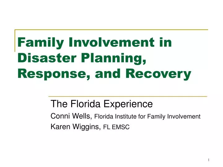 family involvement in disaster planning response and recovery