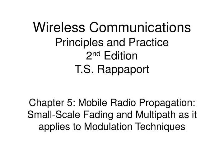wireless communications principles and practice 2 nd edition t s rappaport