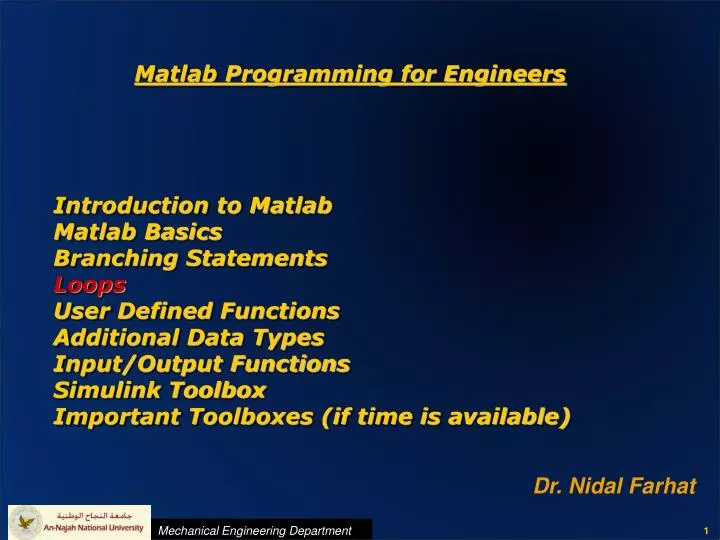 matlab programming for engineers