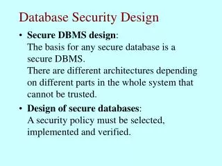Database Security Design