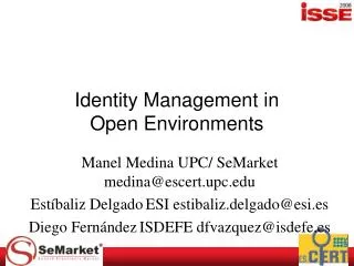 Identity Management in Open Environments