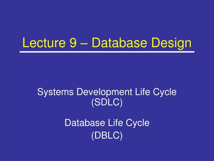 lecture 9 database design