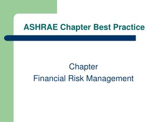 ASHRAE Chapter Best Practice