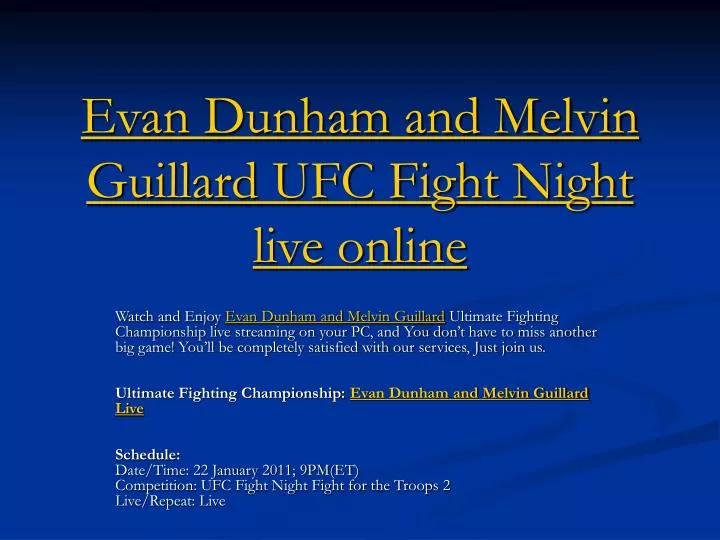evan dunham and melvin guillard ufc fight night live online