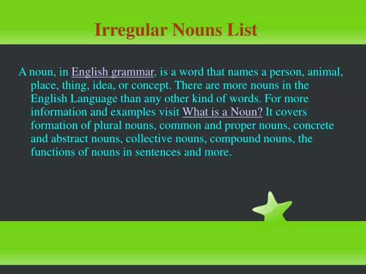 irregular nouns list