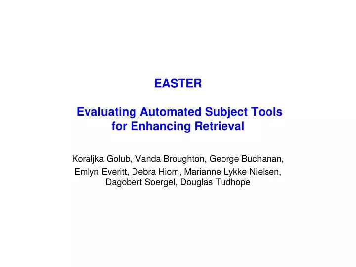 easter evaluating automated subject tools for enhancing retrieval