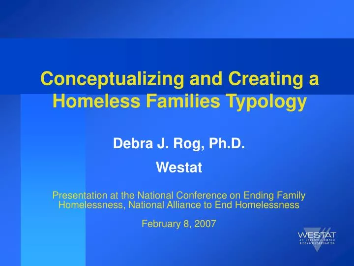 conceptualizing and creating a homeless families typology