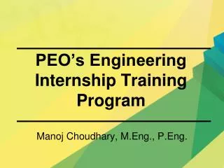PEO’s Engineering Internship Training Program