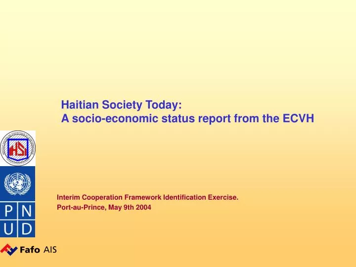 haitian society today a socio economic status report from the ecvh