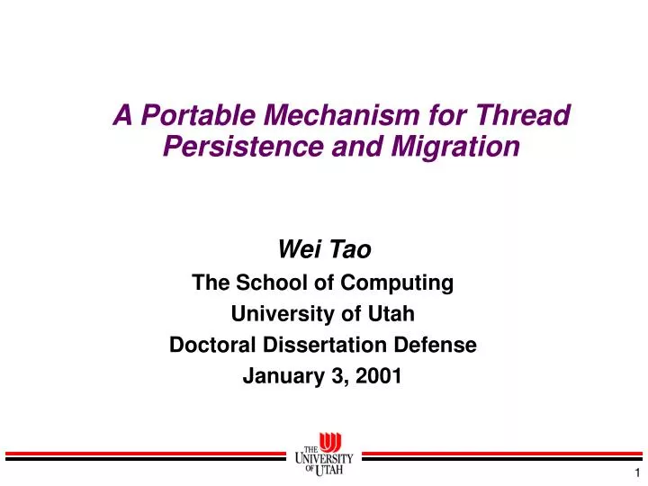 a portable mechanism for thread persistence and migration