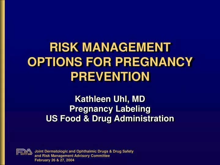 risk management options for pregnancy prevention