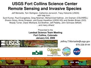 USGS Fort Collins Science Center Remote Sensing and Invasive Species