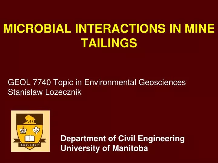 microbial interactions in mine tailings