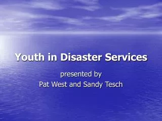 Youth in Disaster Services