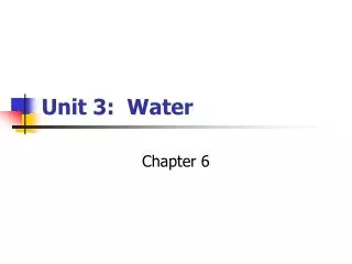 Unit 3: Water