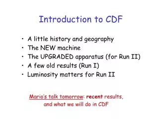 Introduction to CDF
