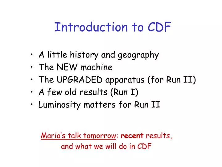 introduction to cdf