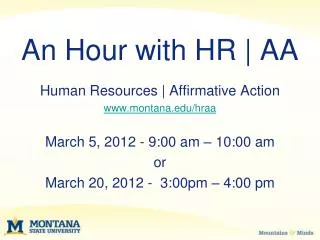 An Hour with HR | AA