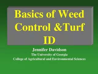 Basics of Weed Control &amp;Turf ID