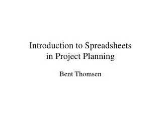 Introduction to Spreadsheets in Project Planning