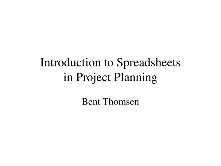 introduction to spreadsheets in project planning