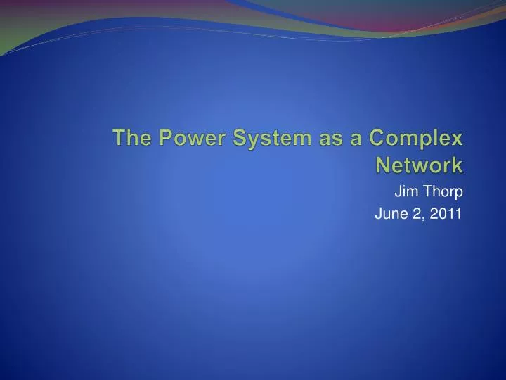 the power system as a complex network