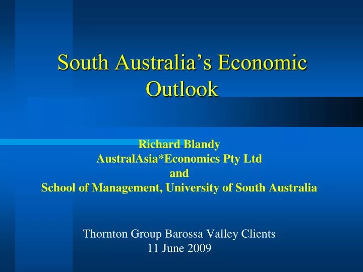 south australia s economic outlook