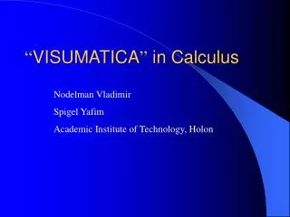 “ VISUMATICA ” in Calculus