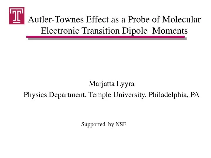 marjatta lyyra physics department temple university philadelphia pa