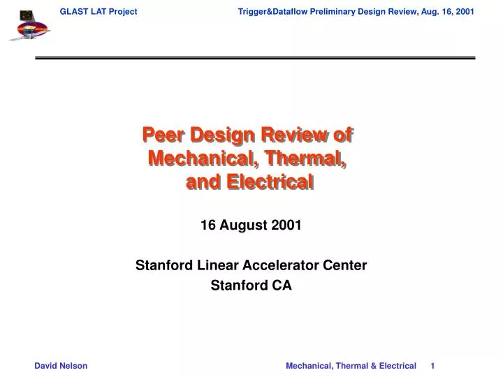 peer design review of mechanical thermal and electrical