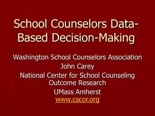 School Counselors Data-Based Decision-Making