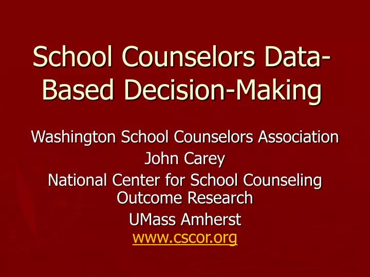 school counselors data based decision making
