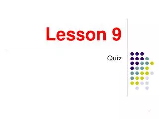 Lesson 9