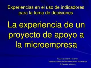 Experiencias en el uso de indicadores para la toma de decisiones