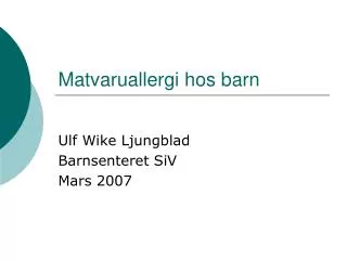 matvaruallergi hos barn