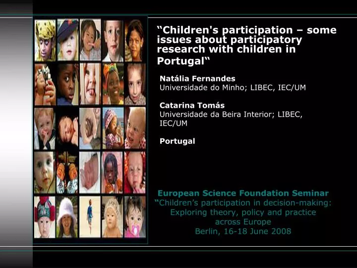 children s participation some issues about participatory research with children in portugal