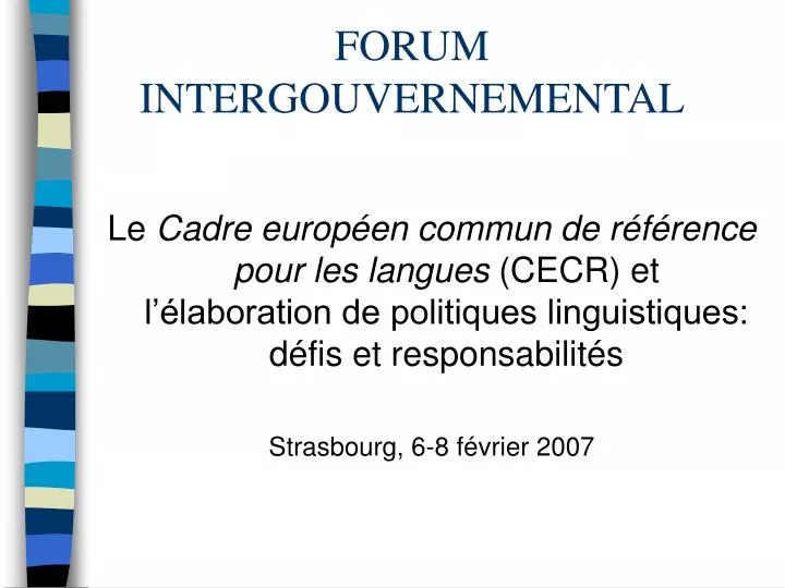 forum intergouvernemental