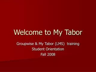 Welcome to My Tabor